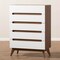 Baxton Studio Calypso Mid-Century White and Walnut Wood 5-Drawer Storage Chest 137-7501 - alternate 4
